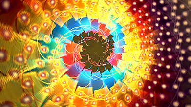 Abstract colorful shapes spinning like a carousel or in a kaleidoscope. High detailed.