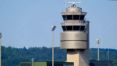 Traffic control tower at the international airport