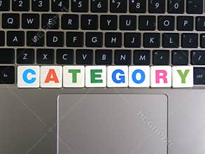 Word Category on keyboard background