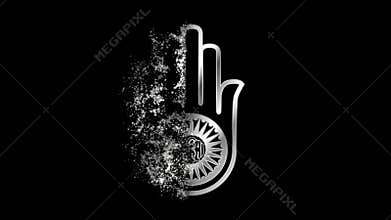 Jainism Ahimsa Religious symbol Animation, Particle Animation of Religious Icon Jainism.