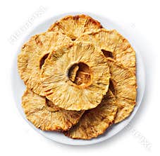 Plate of freeze dried pineapple slices
