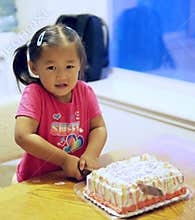 Girl Cutting Birthday Cake