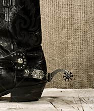 Western cowboy boot with spur