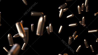 Bullets Falling on Black with Luma Matte Seamless Looping Background 4K
