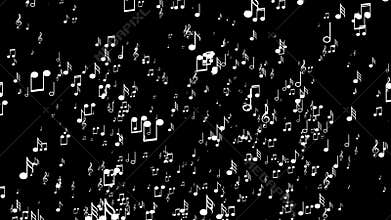 White 3d music notes. Black background
