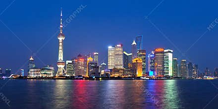 Shanghai skyline(panorama) at night