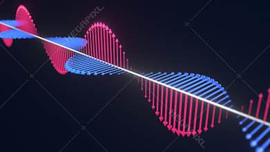 Electromagnetic wave visualization, physics related conceptual looping 3D animation