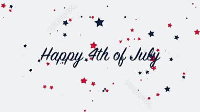 Happy July 4th with blue and red stars confetti