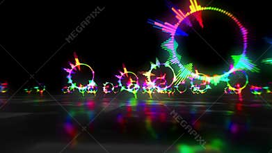Audio spectrum music neon sign abstract loopable hyperspace animation