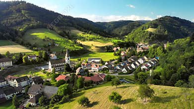 Idyllic little town in Germany, aerial footage
