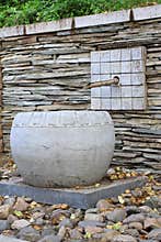 Water landscape architecture in a temple