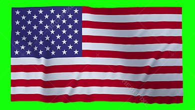 American Flag Waving in the Breeze Isolated on Green Screen Background