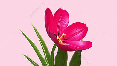 3d glitch of flower tulip. Seamless looped. NFT concept.