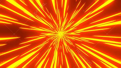 Supersonic flight at the speed of light. Acceleration background. Anime Speed Lines orange Background. Journey through
