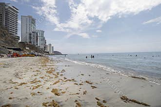 Beautiful summer scene of Rodadero beach at Colombian Santa Marta city