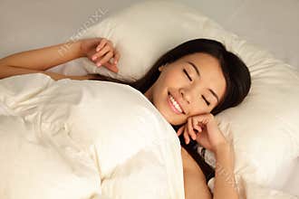 Young girl sleep peaceful at night