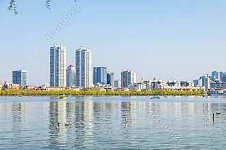 The lake skyline of Tianjin Water Park