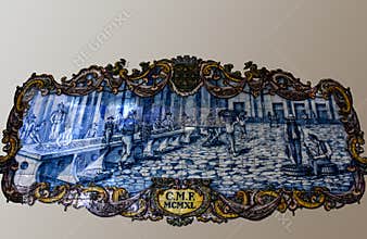 Traditional hand painted azulejos showing former life