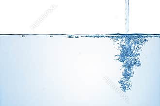 Flowing water with air bubbles.