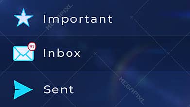 Opening inbox New E-mail Notification on screen Numbers Mouse Click Background.