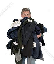 Funny Man Armload, Clothes, Dirty Laundry Isolated