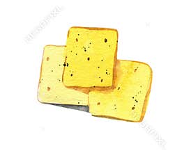 Cracker isolated on white background. Watercolor illustration, food drawing in vintage style.