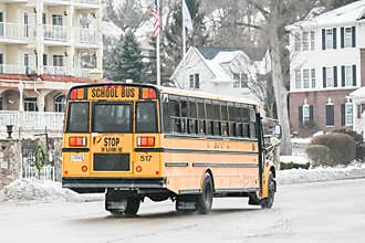 School Bus Driving in Downtown Lake Geneva, Wisconsin