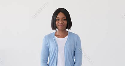 Woman saying yes by shaking head