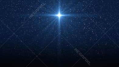 Christmas star of the Nativity of Bethlehem, Nativity of Jesus Christ. Background of the beautiful dark blue starry sky and bright