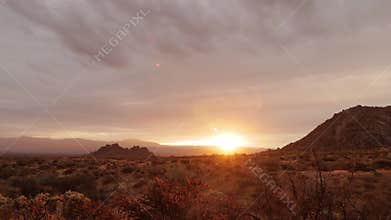 Arizona Desert Landscape Sunrise Time Lapse With Moutains
