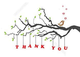 'Thank you' greeting card with bird