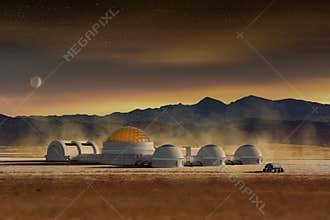 Martian or extraterrestrial human colony and research habitat