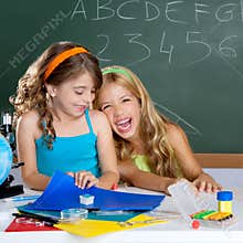 Kids student girls at school classroom