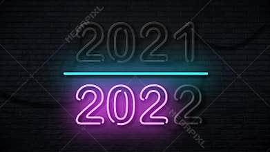 2022 Happy New Year 2022 Neon Sign New Years Concept Background Looped Animation