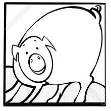 Monochrome Pig Cartoon