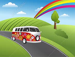 Retro hippie van
