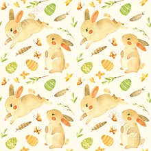Seamless pattern with Easter bunnies.