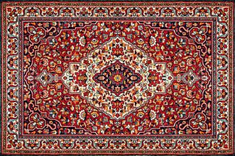 Old Red Persian Carpet Texture, abstract ornament