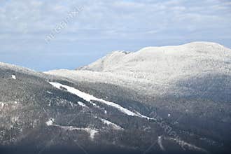 Stowe Ski Resort in Vermont, view to the Mansfield mountain slopes