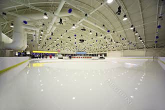 Large light indoor ice rink
