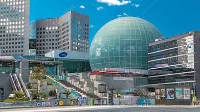 Unique skyscraper timelapse in famous financial and business district of Paris - La Defense.
