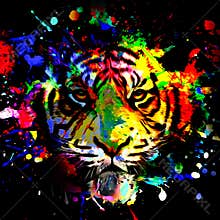 Colorful lion artisticlion  in the jungle color art