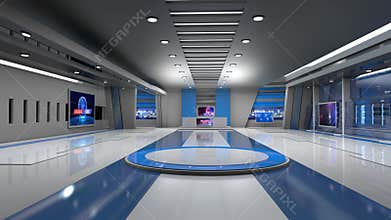 3D Virtual News Studio Background