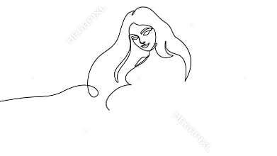 Continuous drawing line art of pregnant woman. Hand drawn one line