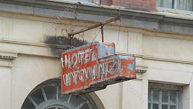 Mullens, West Virginia, the Wyoming Hotel old neon sign.