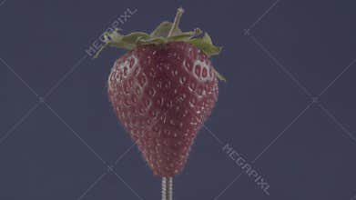 Strawberry rotating with loop on blue screen for chroma key