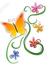 Butterfly Flowers Clip Art 01