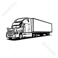 Big Truck silhouette. Semi truck 18 wheeler vector isolated
