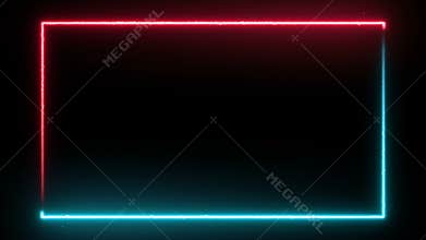 Animated neon glowing frame background. Laser show loop 4K animation