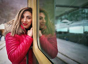 Beautiful caucasian woman, fineart winter portrait.